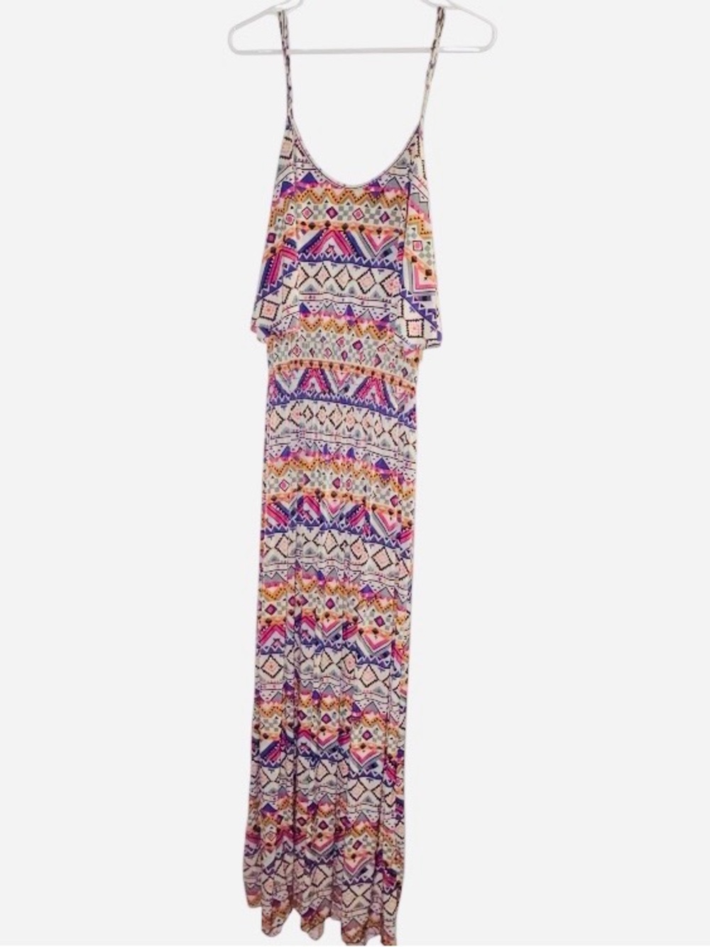 West Loop Multicolor Asymmetrical Geometric Maxi Dress
